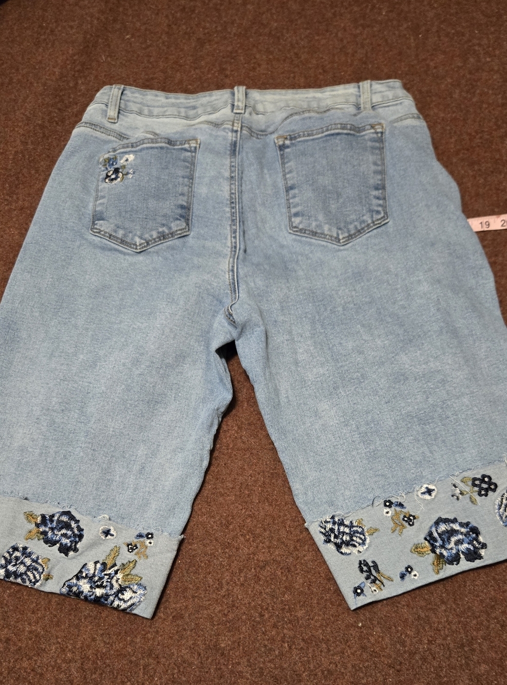 Flamingals Size XL Embroidered Denim Long Short - Picture 9 of 11